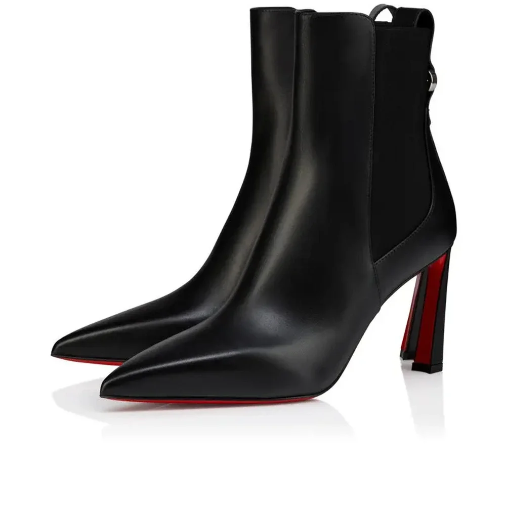 Christian Louboutin Condodo 85 Black Calf Leather Short Ankle Heel Boot 40.5